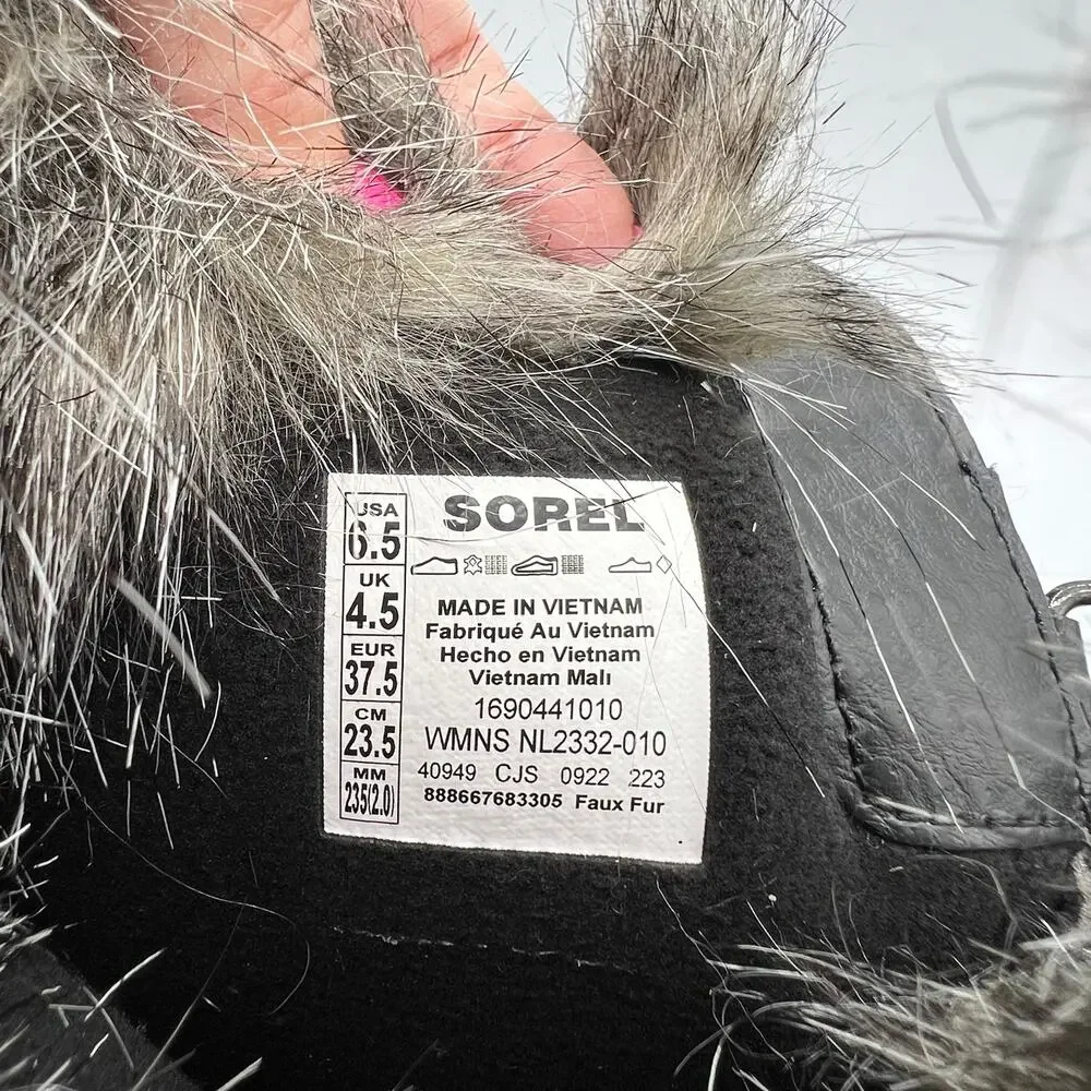 Sorel Womens Size 6.5  Tofino II Waterproof Faux Fur Trim‎ Boots Black Stone NWT